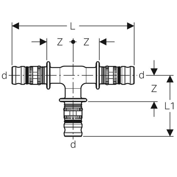 Geberit Mepla T-Stück egal Kunststoff (PVDF) 40mm