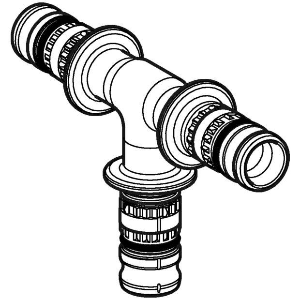 Geberit GE Mepla T-Stück, gleich, PVDF, d 40 mm, 1 Stk.