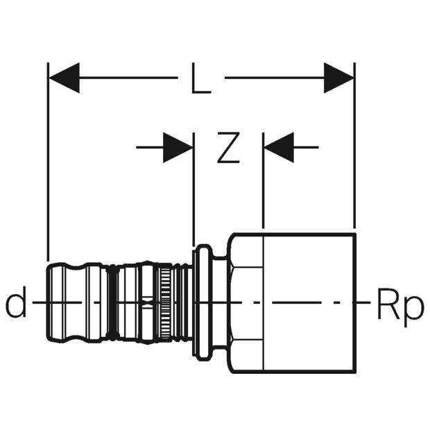 Geberit Mepla Übergang mit Innengewinde Rotguss 16mmx1/2