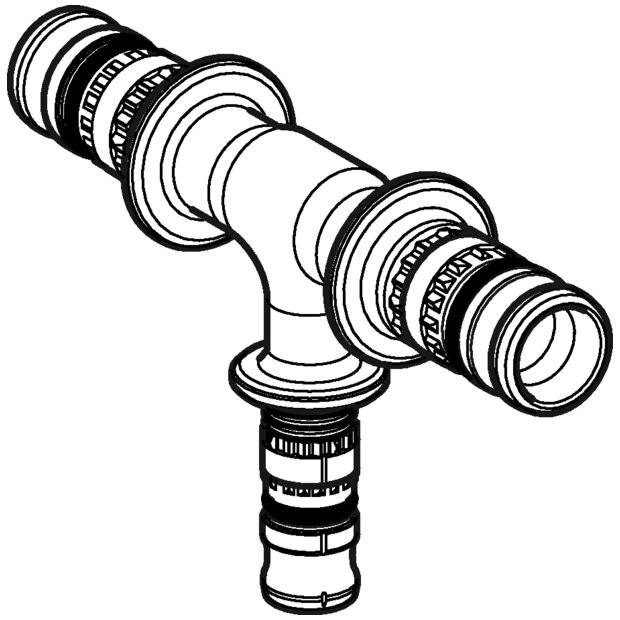 Geberit GE Mepla T-Stück, reduziert, PVDF, d16, 20, 16 mm, 1 Stk.