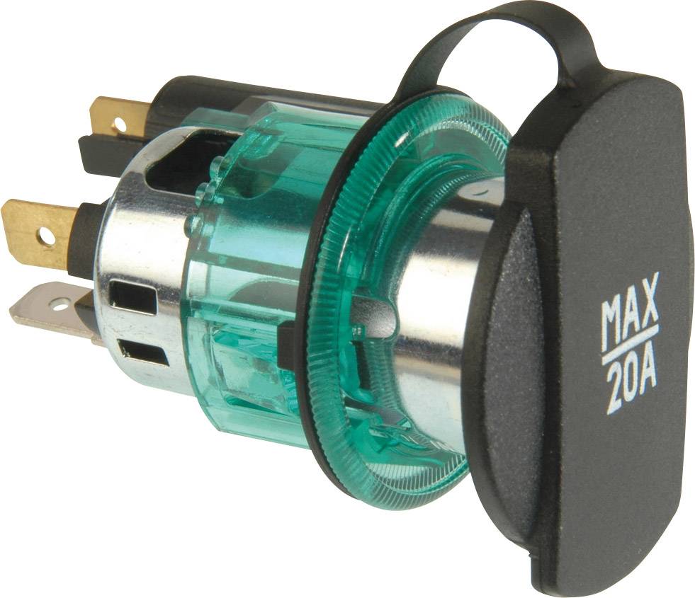 ProCar Power-Steckdose mit Spannhülse grün Belastbarkeit Strom max.=20A Passend für (Details) Zigarettenanzünderstecker