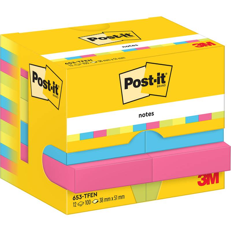 Post-it® 653-TFEN Haftnotizen Active Collection - 38 x 51 mm, 12x 100 Blatt