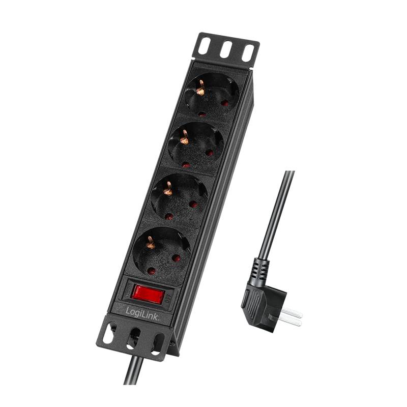Logilink Steckdosenleiste 4-fach mit Schalter,10(1HE),2m Multimedia-Technik Steckdosenleisten