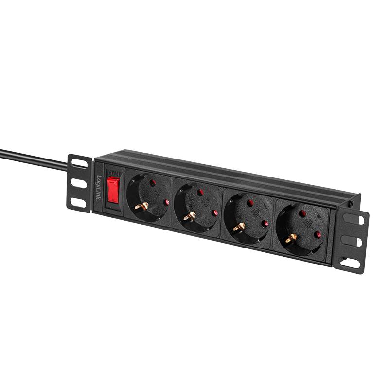 Logilink Steckdosenleiste 4-fach mit Schalter,10(1HE),2m Multimedia-Technik Steckdosenleisten