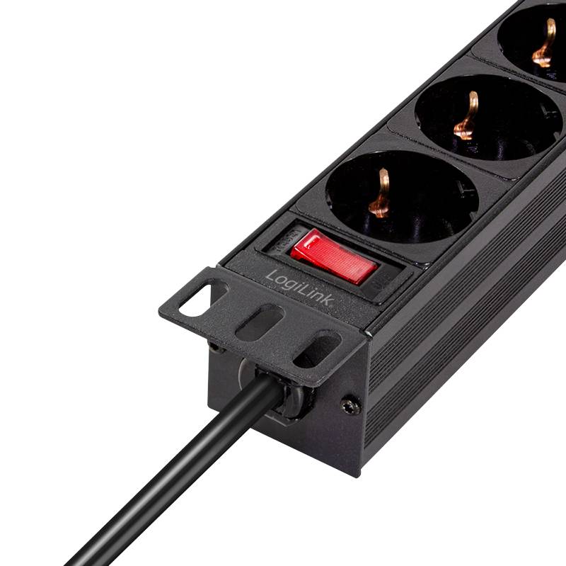 Logilink Steckdosenleiste 4-fach mit Schalter,10(1HE),2m Multimedia-Technik Steckdosenleisten