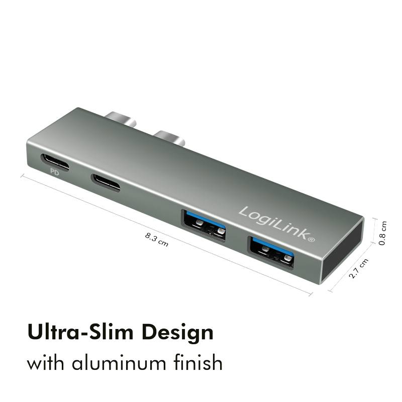LogiLink USB 3.2 Gen2x2 Dockingstation, 4-Port, PD, silber