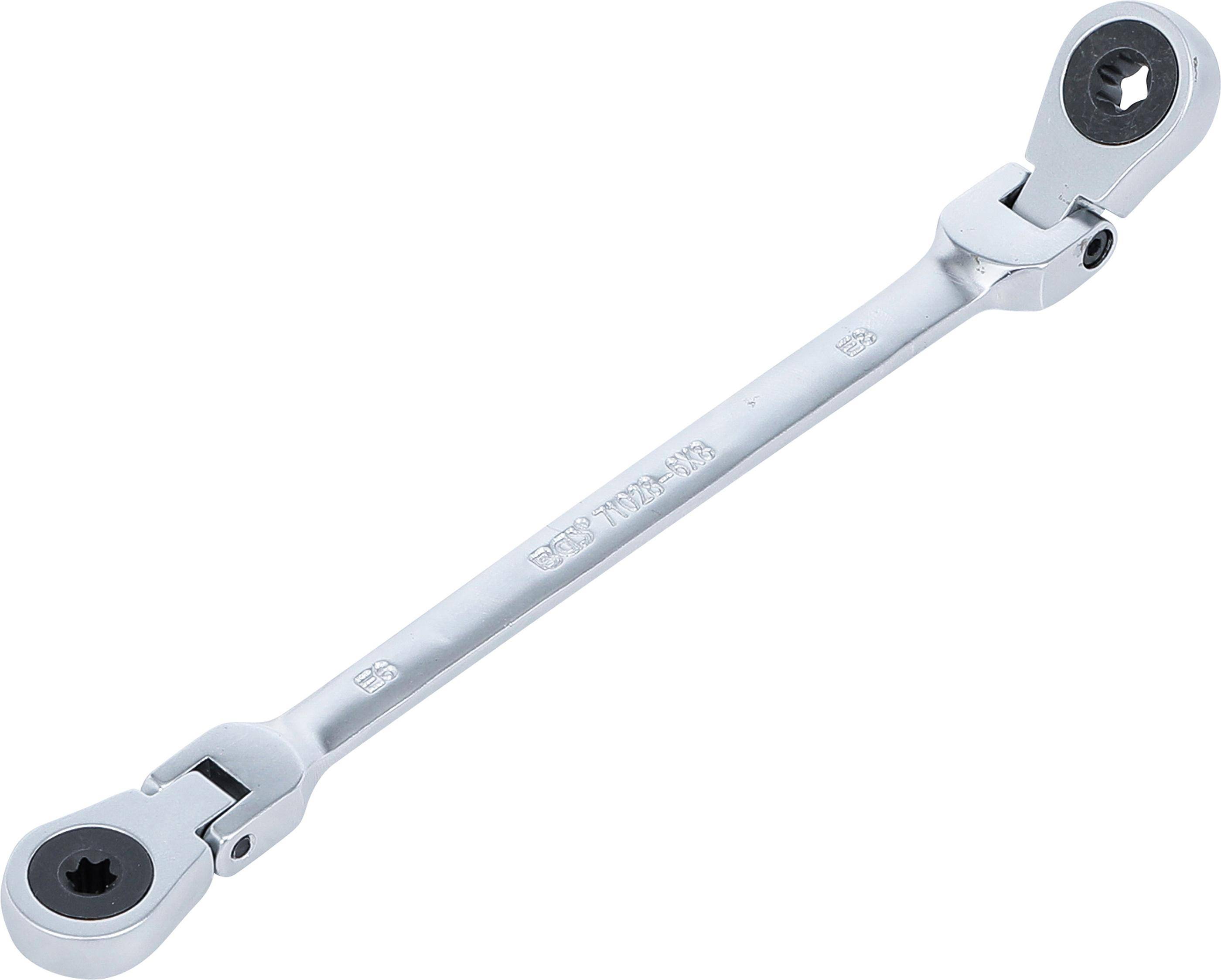 BGS 71028-6X8 Doppel-Ratschen-Ringschlüssel, abwin kelbar, mit E-Profil Ringköpfen, SW E6 x E8