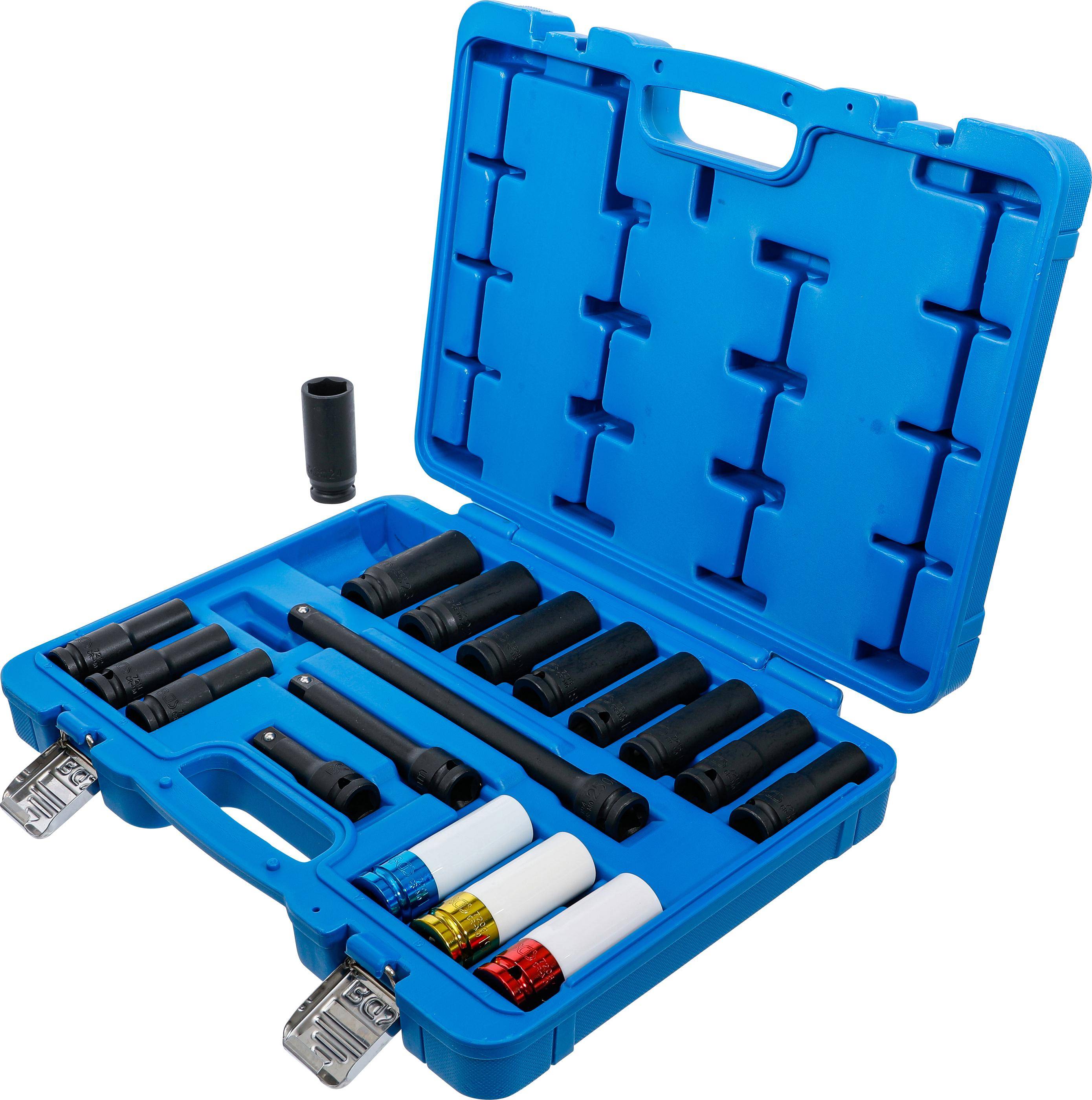 BGS 5202 Kraft-Steckschlüssel- und Kraft-Schoneins atz-Satz, Sechskant, Antrieb Innenvierkant 12,5 mm