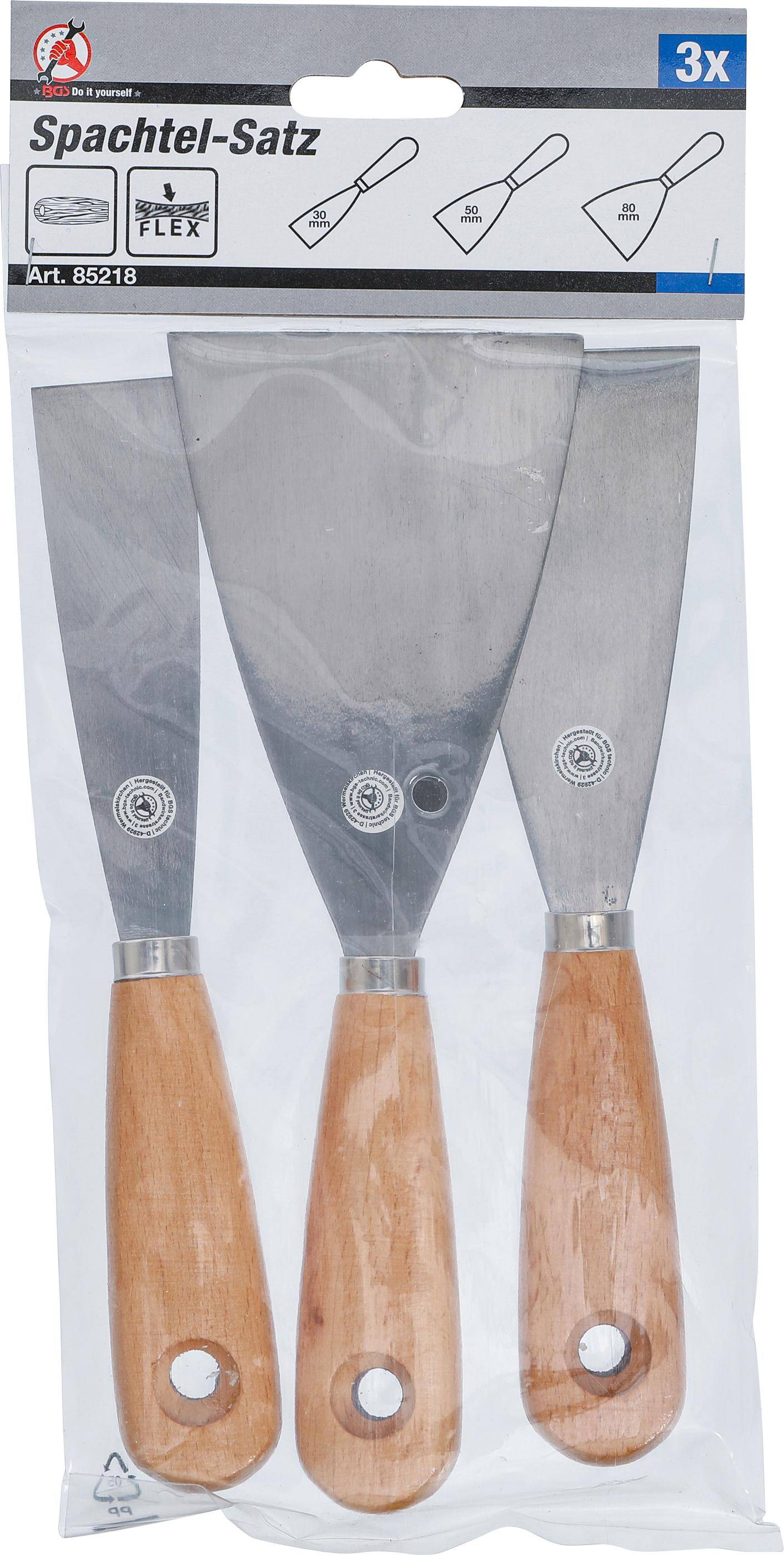 Spachtel-Satz Holzgriff 30 / 50 / 80 mm 3-tlg.