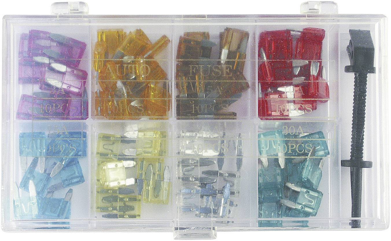 FixPoint 20357 Mini Flachsicherung 3 A, 5 A, 7.5 A, 10 A, 15 A, 20 A, 25 A, 30A Lila, Hellbraun, Braun, Rot, Gelb, Klar, Grün