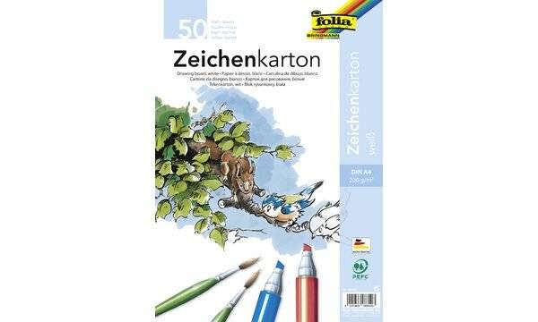 folia Zeichenkarton, DIN A4, 200 g/qm, weiß (57907135)