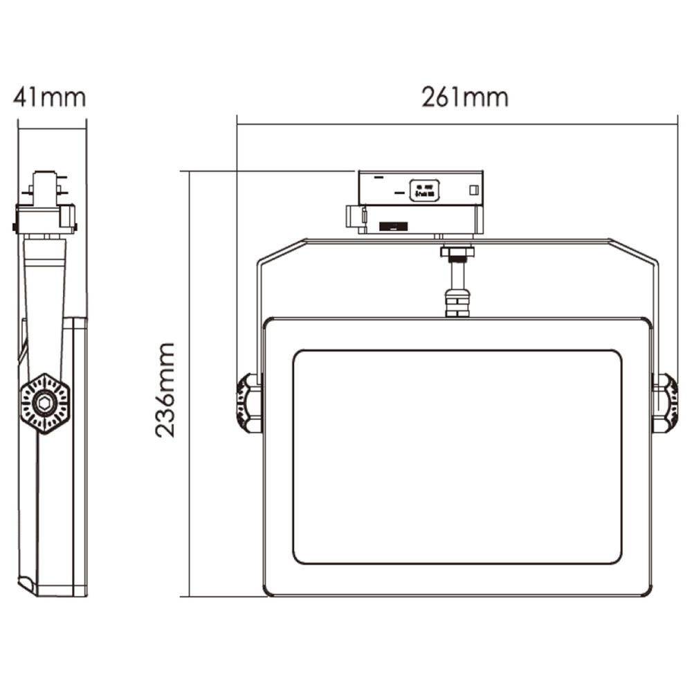 LED 3-Phasen Schienensystem Strahler Flood Smd in Verkehrsweiß 30W 3300lm 4000K
