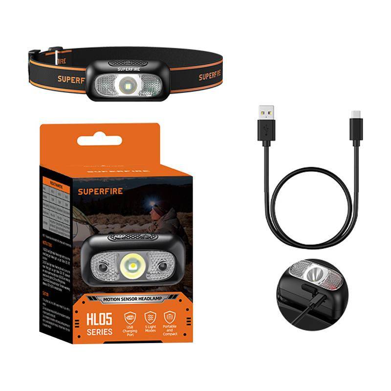 Superfire HL05-D, LED Kopflampe, 110lm, USB