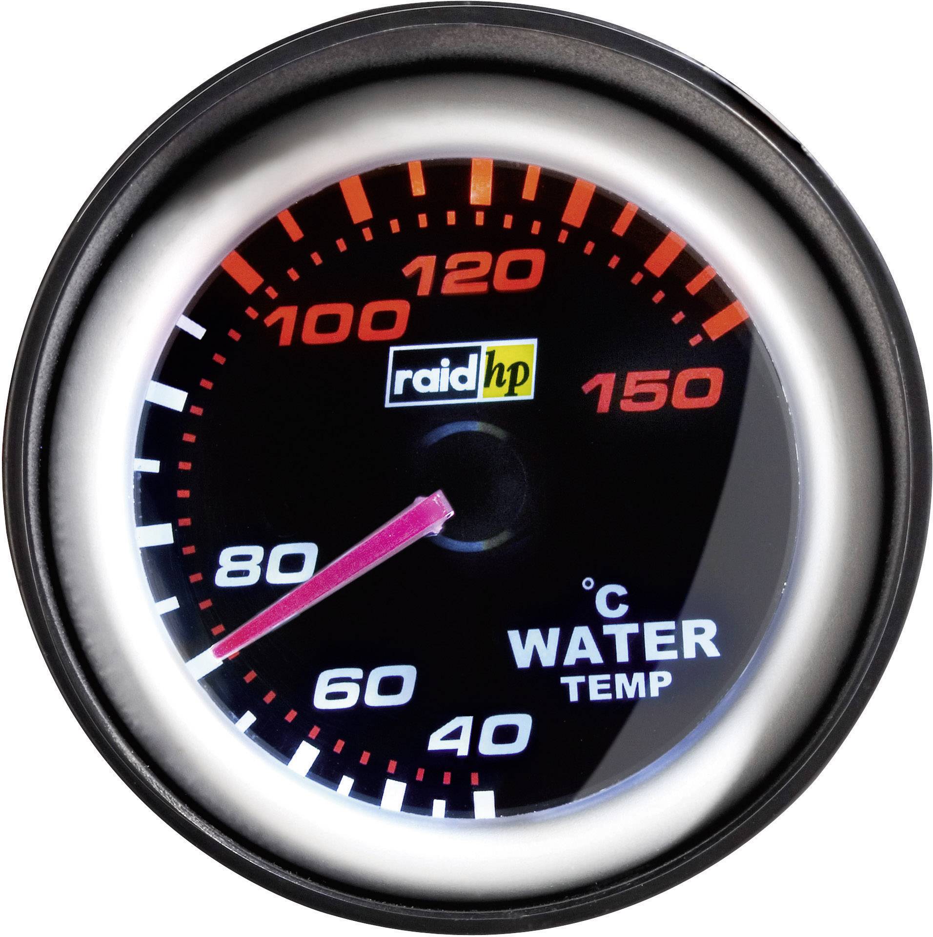 Raid hp 660244 Kfz Einbauinstrument Wassertemperaturanzeige Messbereich 40 - 150°C NightFlight Weiß, Rot 52mm