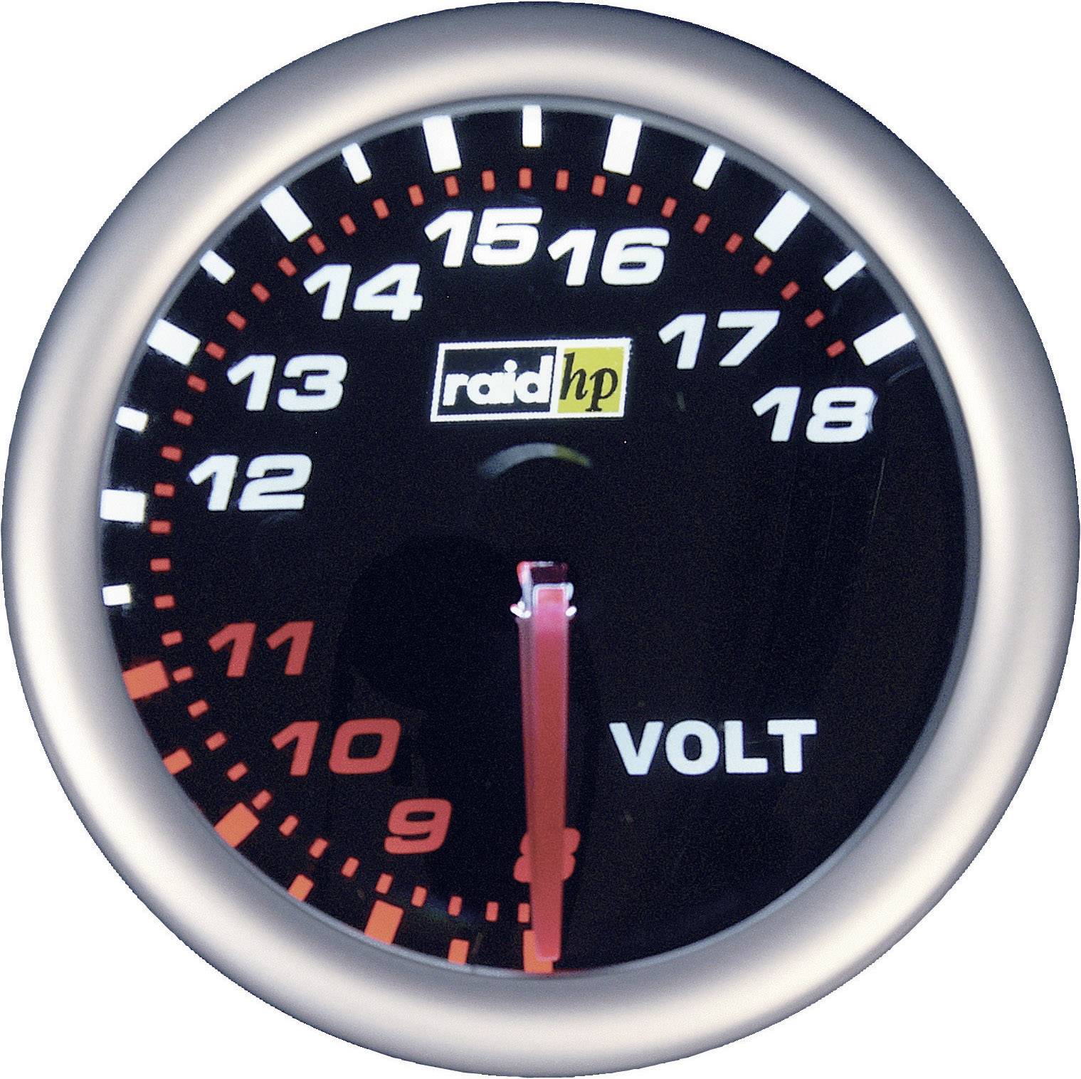 Raid hp 660245 Kfz Einbauinstrument Voltmeter Messbereich 8 - 18 V NightFlight Weiß, Rot 52 mm