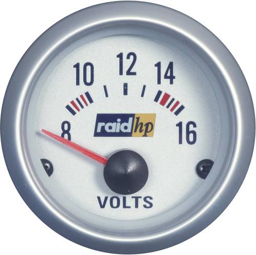 Raid hp 660223 Kfz Einbauinstrument Voltmeter Messbereich 8 - 16V Silber-Serie Blau-Weiß 52mm