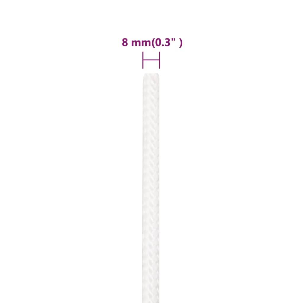 vidaXL Bootsseil Weiß 8 mm 25 m Polypropylen