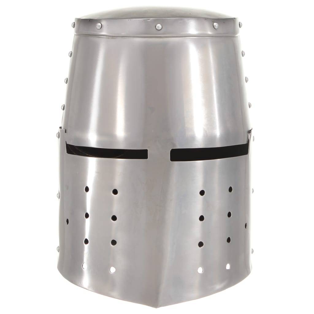vidaXL Mittelalterlicher Ritterhelm Antik Replik LARP Silbern Stahl
