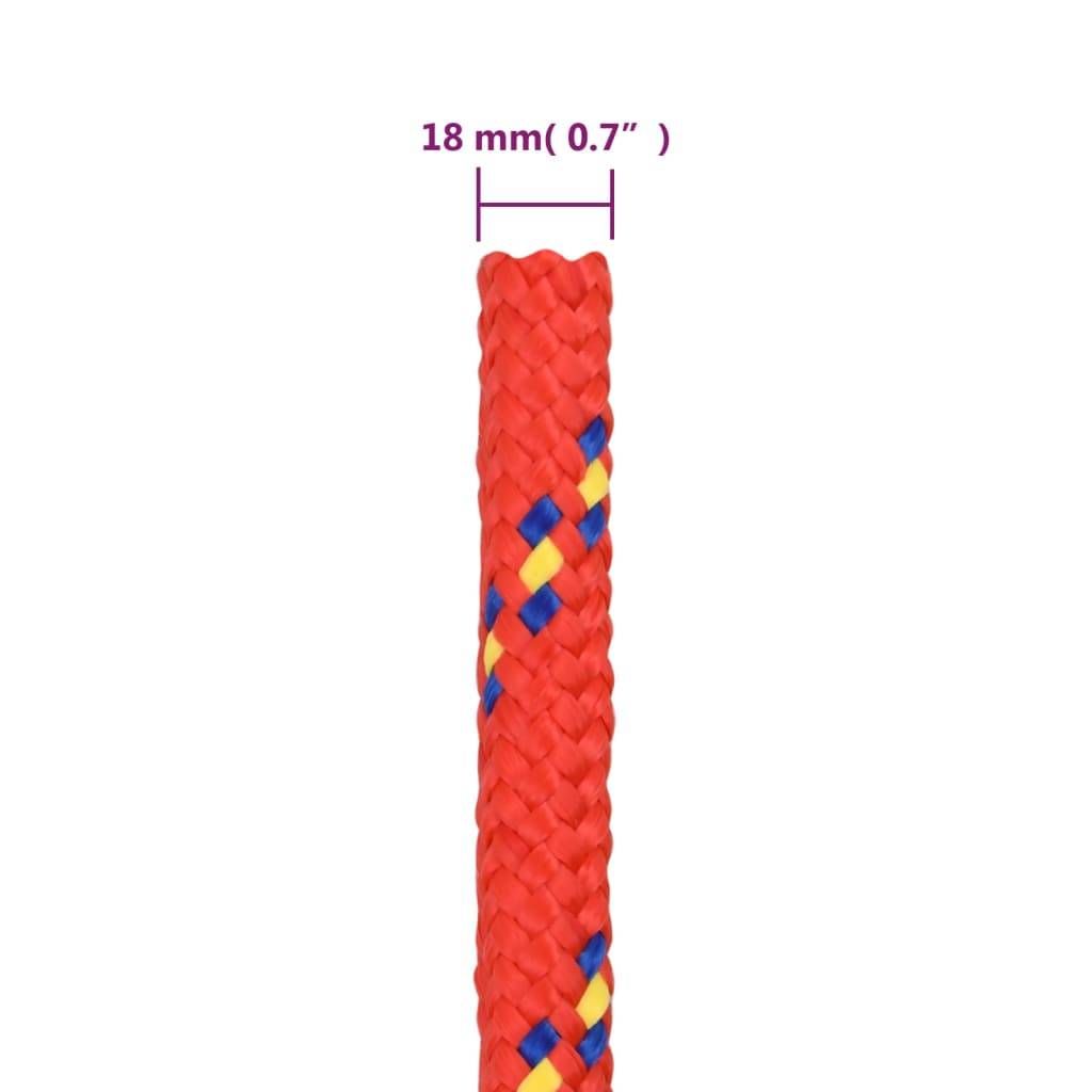 vidaXL Bootsseil Rot 18 mm 100 m Polypropylen