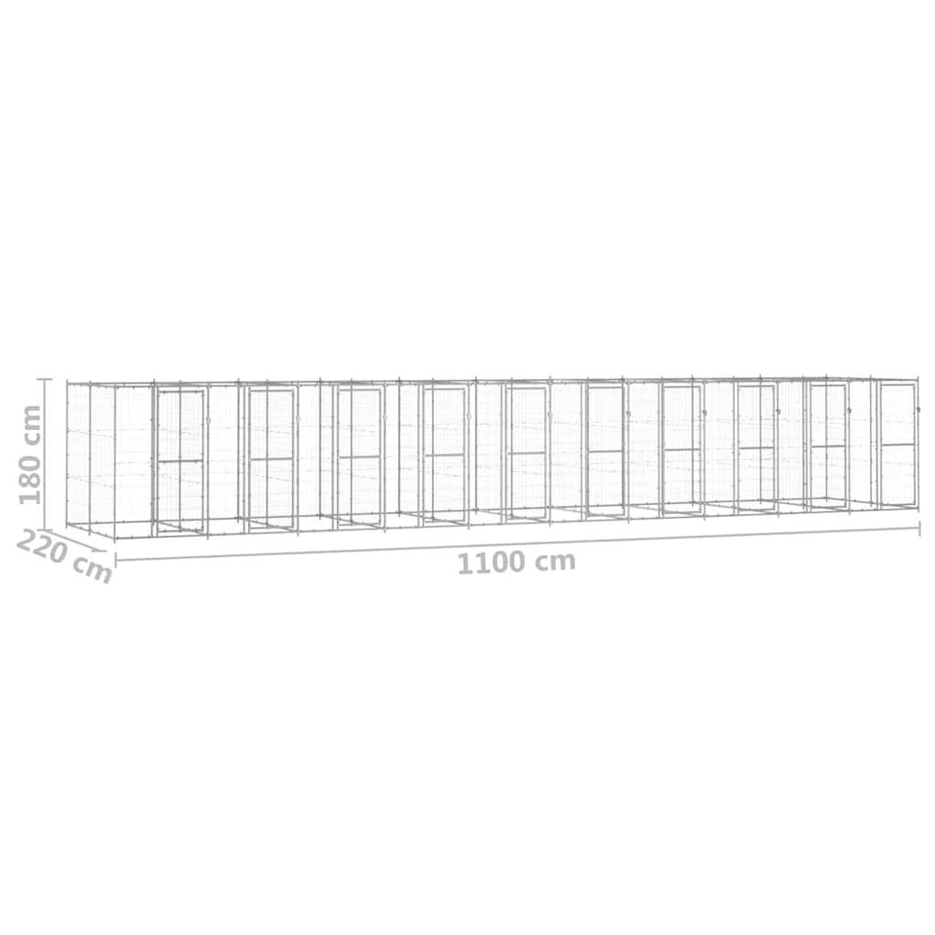 vidaXL Outdoor-Hundezwinger Verzinkter Stahl 24,2 m²