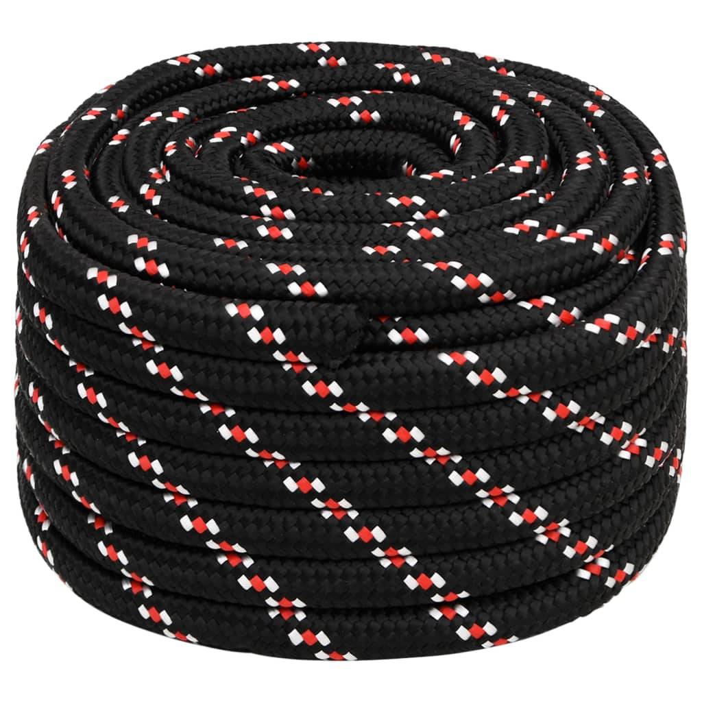 vidaXL Bootsseil Schwarz 20 mm 25 m Polypropylen