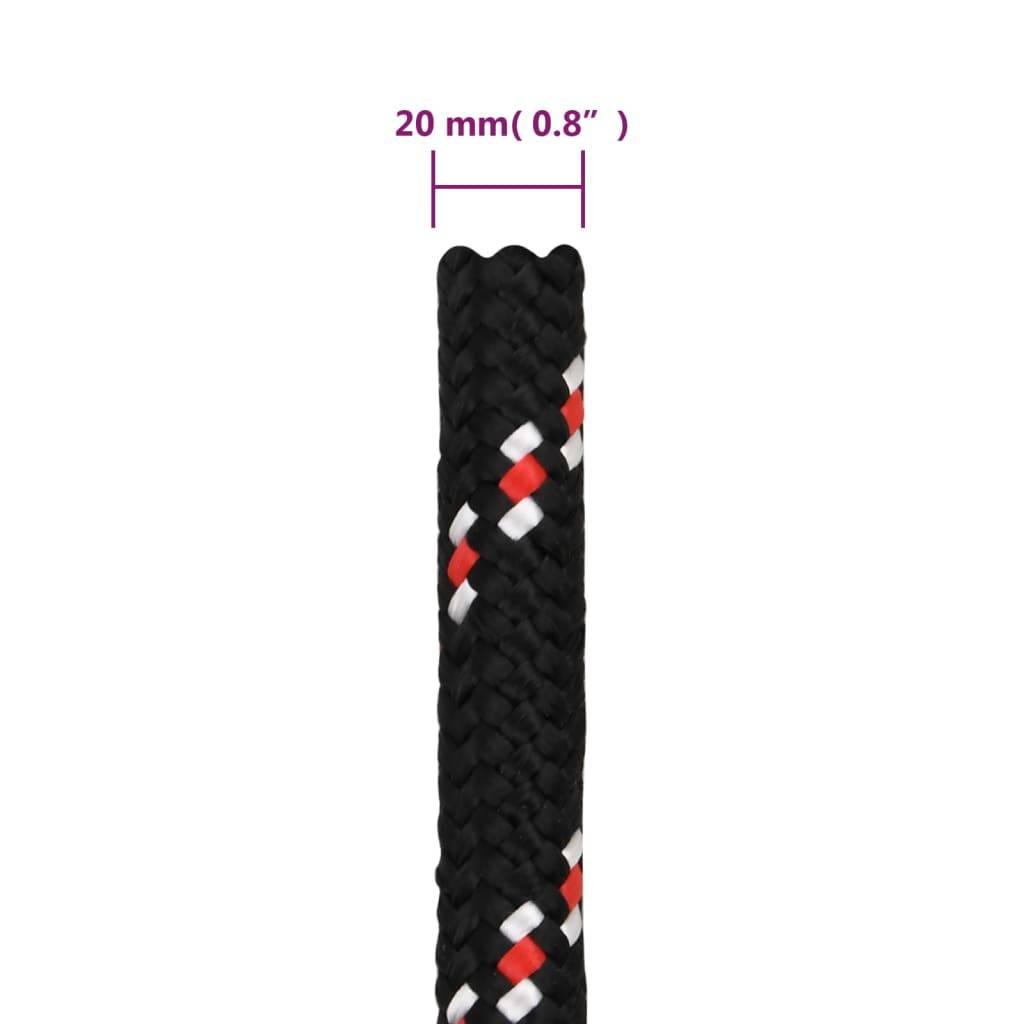 vidaXL Bootsseil Schwarz 20 mm 25 m Polypropylen
