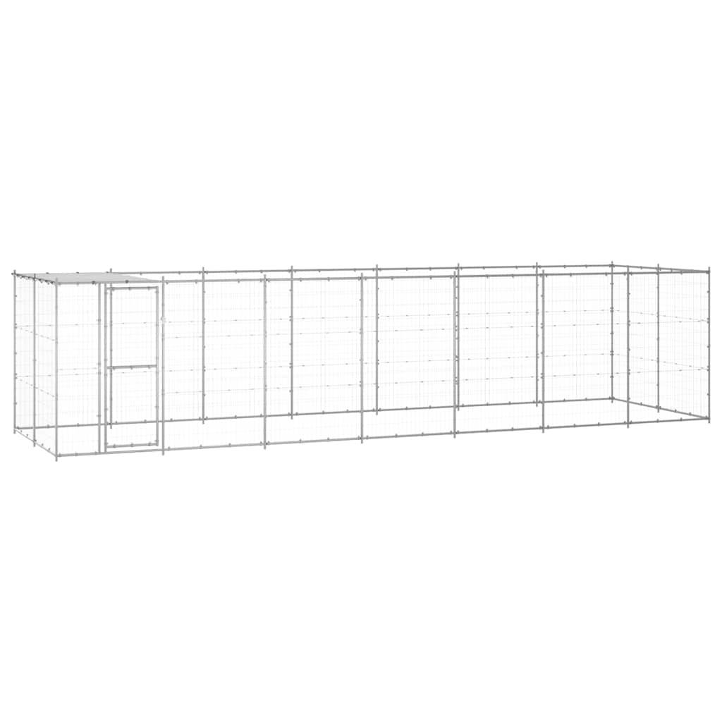 vidaXL Outdoor-Hundezwinger mit Überdachung Verzinkter Stahl 16,94 m²