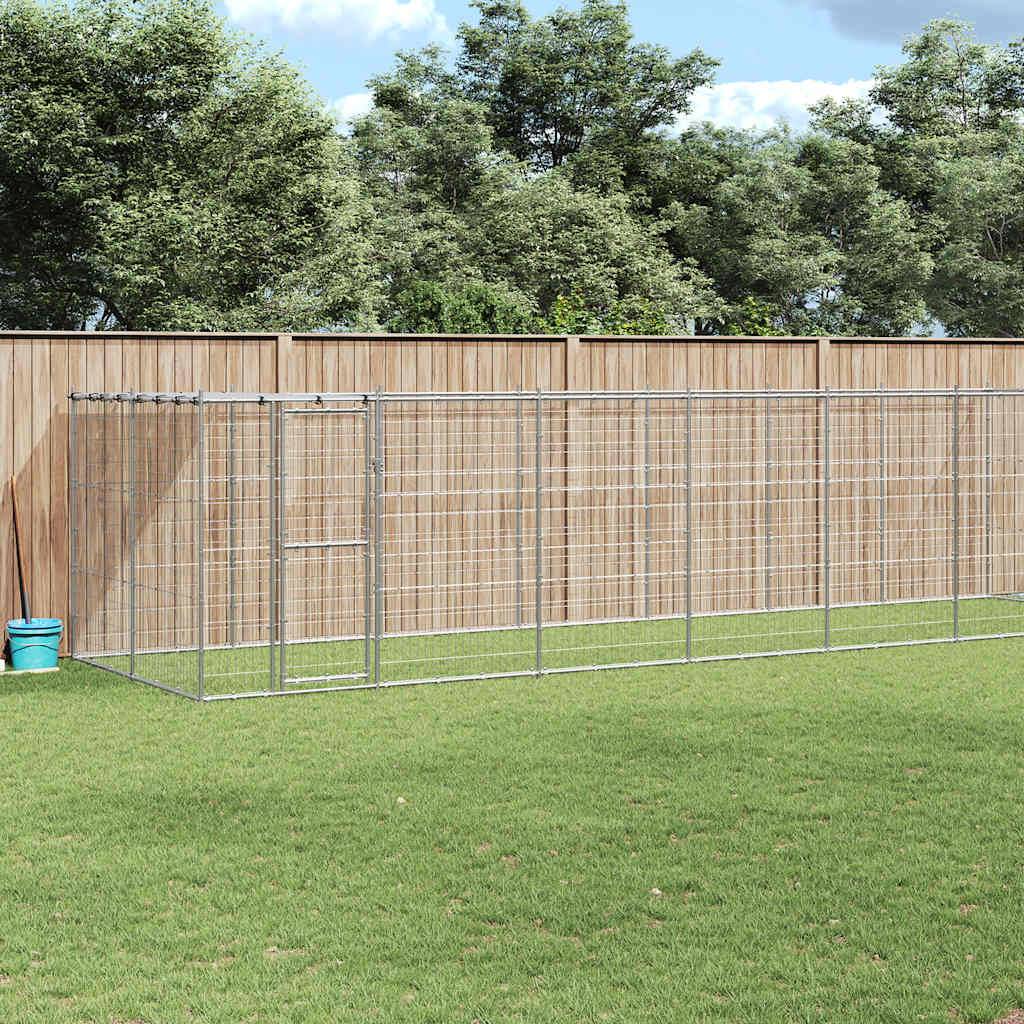 vidaXL Outdoor-Hundezwinger mit Überdachung Verzinkter Stahl 16,94 m²