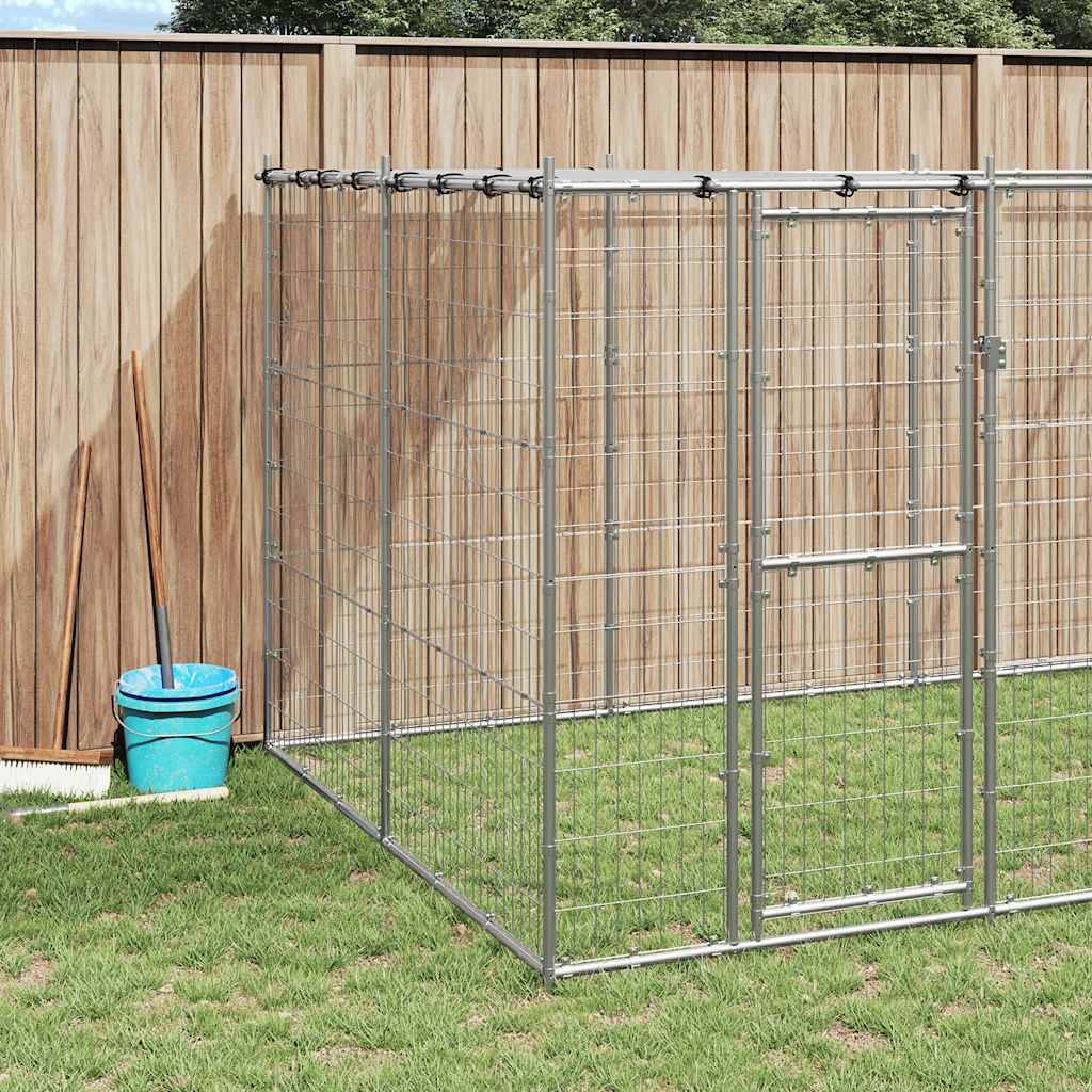 vidaXL Outdoor-Hundezwinger mit Überdachung Verzinkter Stahl 16,94 m²