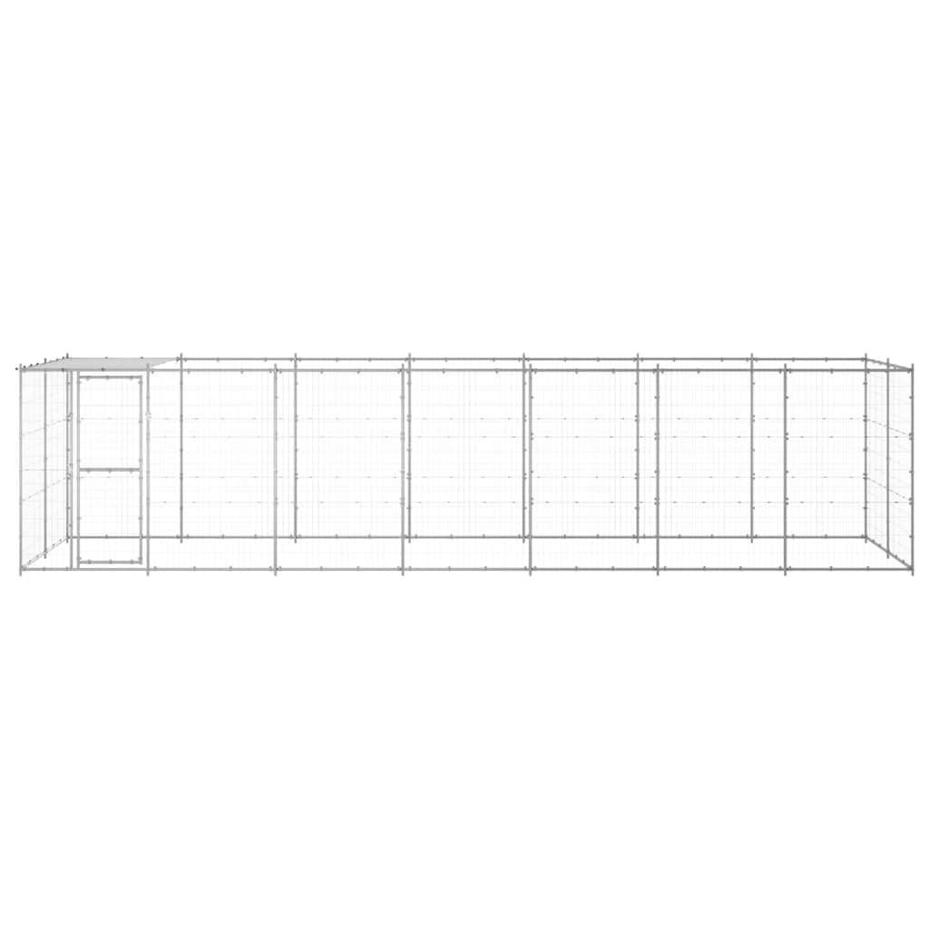 vidaXL Outdoor-Hundezwinger mit Überdachung Verzinkter Stahl 16,94 m²