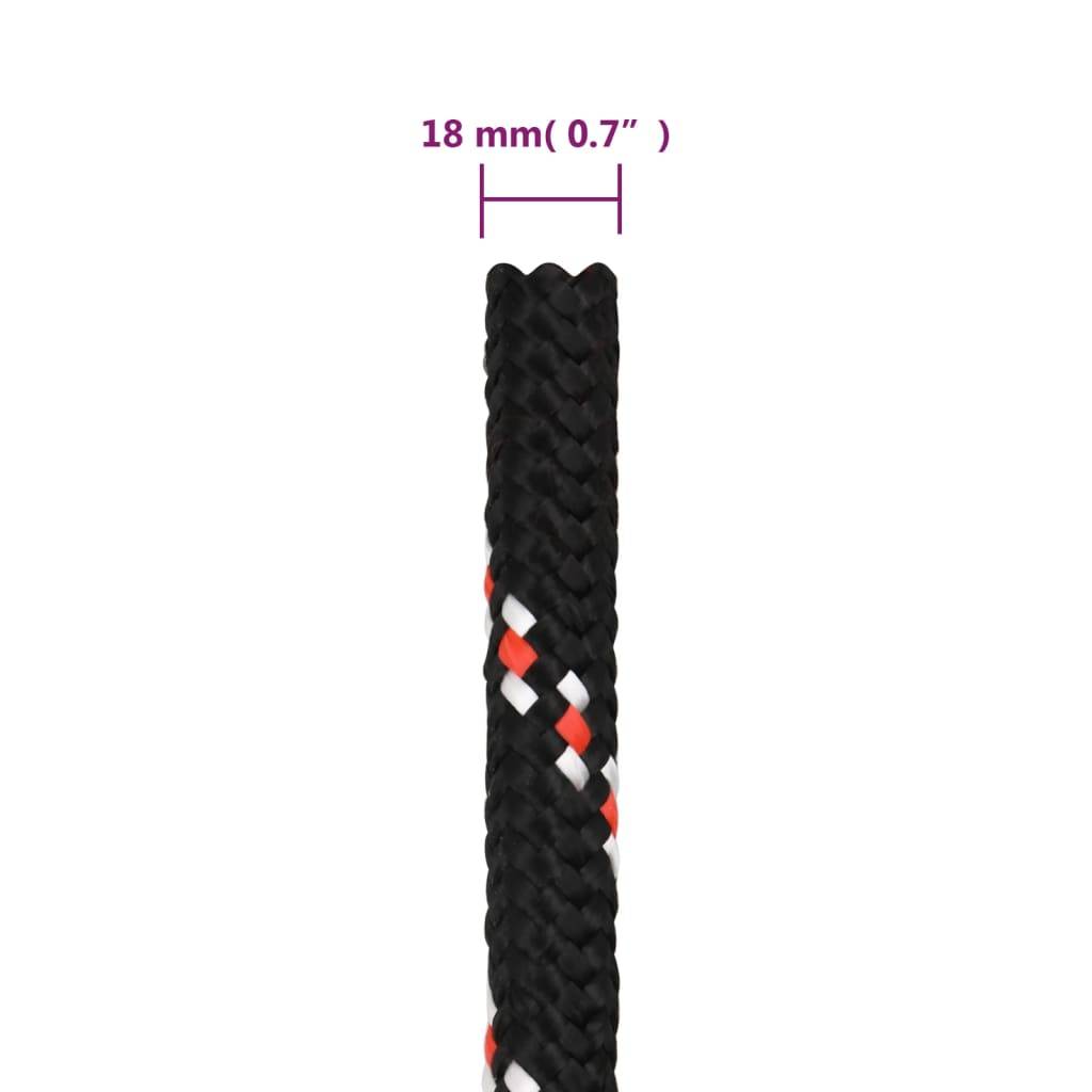 vidaXL Bootsseil Schwarz 18 mm 100 m Polypropylen