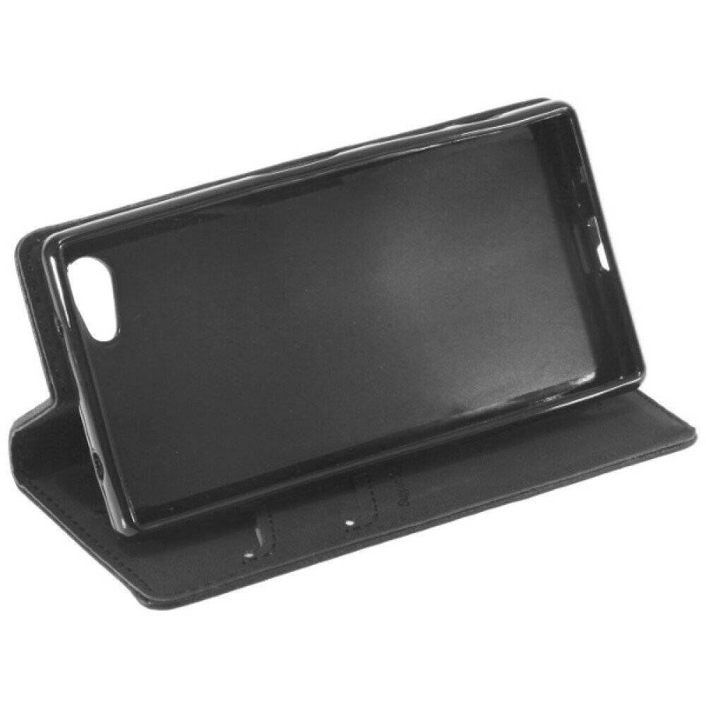Book Case Handyhülle für Sony Xperia Z5 Compact Schwarz Schutz Tasche