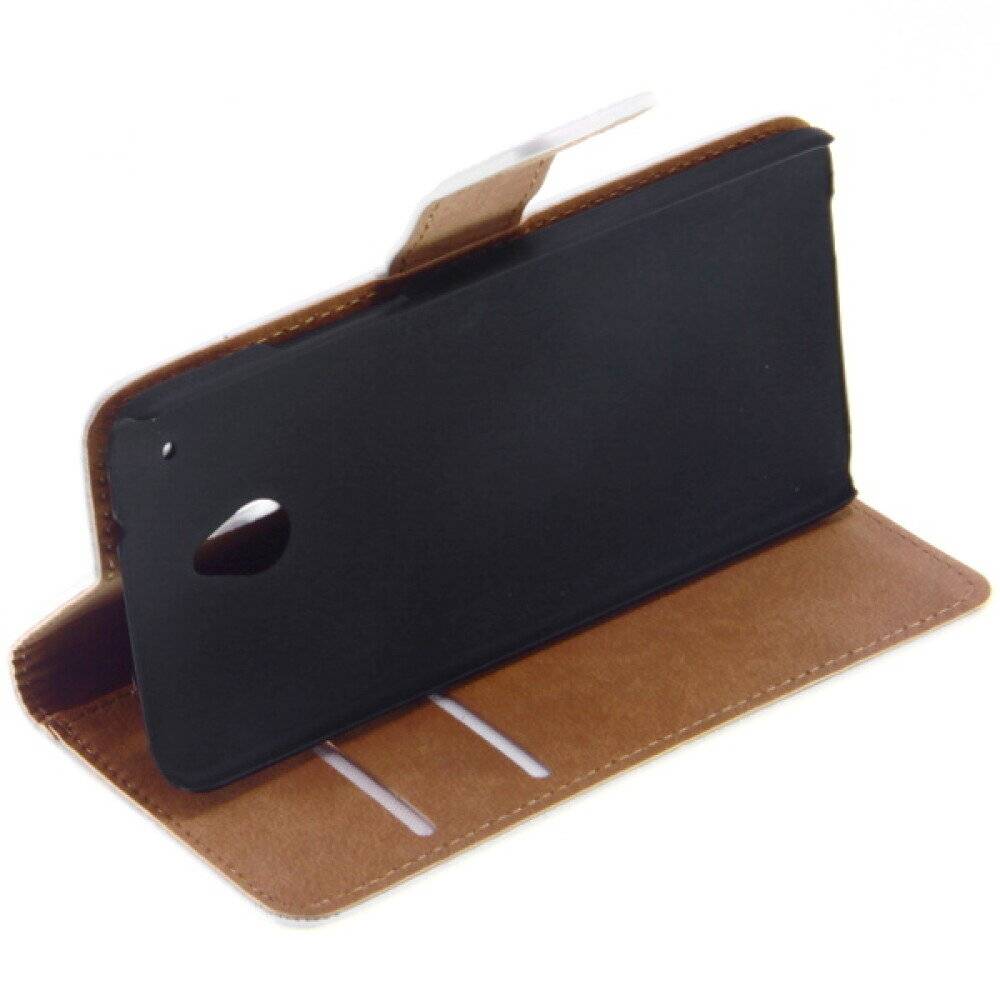 Leder Handyhülle für HTC M4 Mini Weiß Schutzhülle 4250710542512