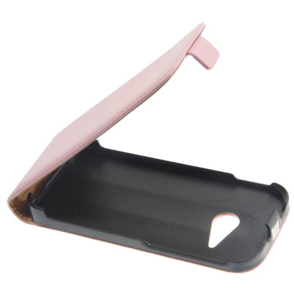 Leder Flip Handyhülle für HTC M8 Mini Rosa Schutz Case
