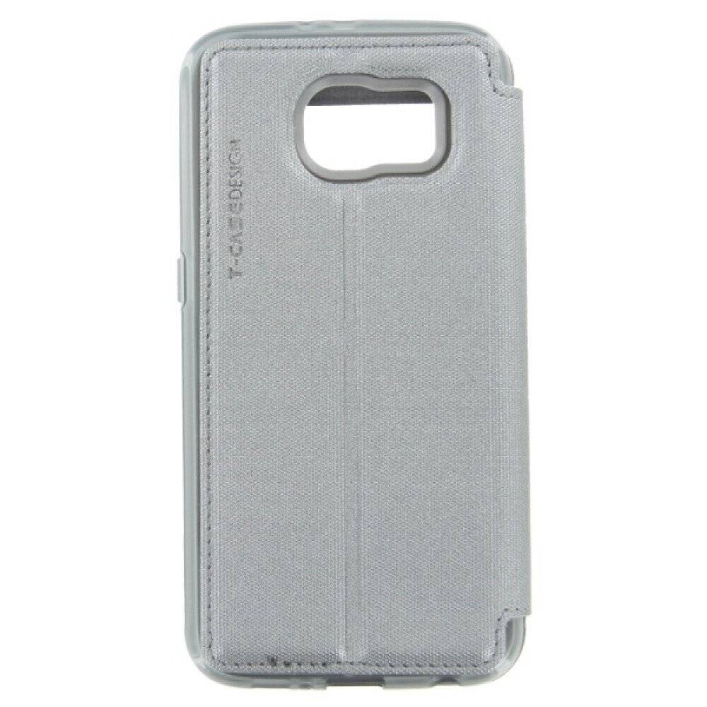Flip Handyhülle für Samsung Galaxy S6 Grau Magnet Schutz Case
