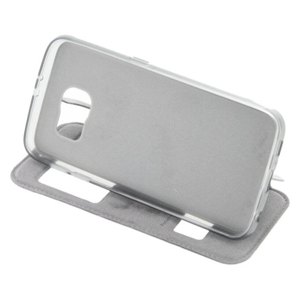 Flip Handyhülle für Samsung Galaxy S6 Grau Magnet Schutz Case