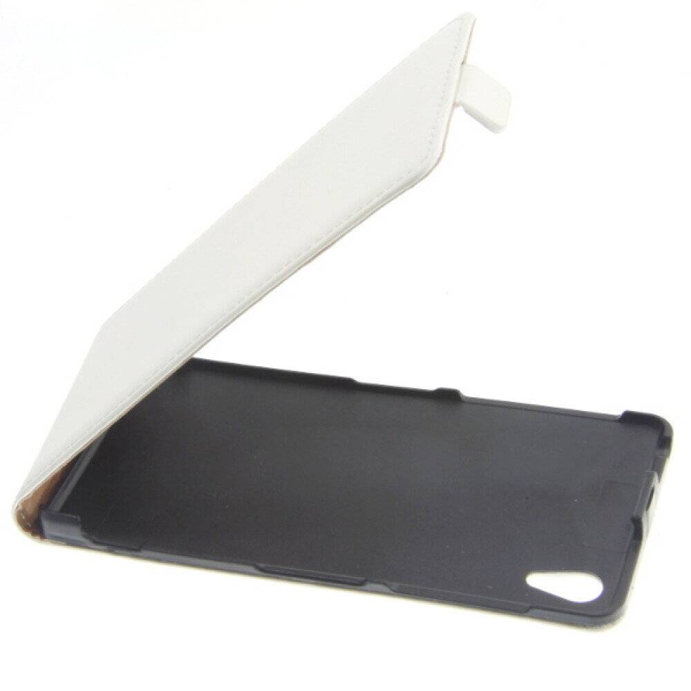 Slim Leder Flip Hülle für Sony Z2 - Weiß Handyhülle Tasche Schutz 4250710552832