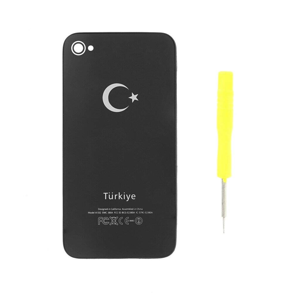 für iPhone 4s Akkudeckel Backcover schwarz Türkeilogo Rückseite