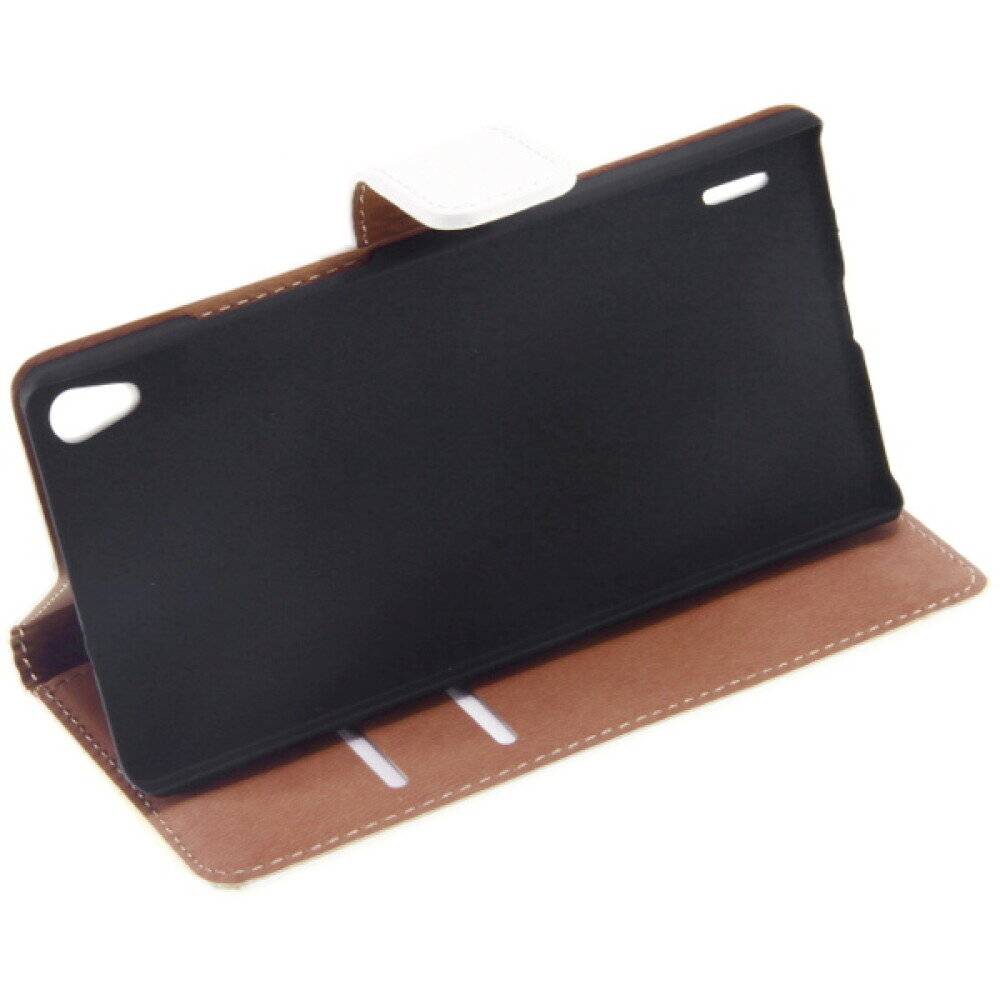 Book Case Handyhülle für Huawei P7 Weiß Lederhülle Schutztasche