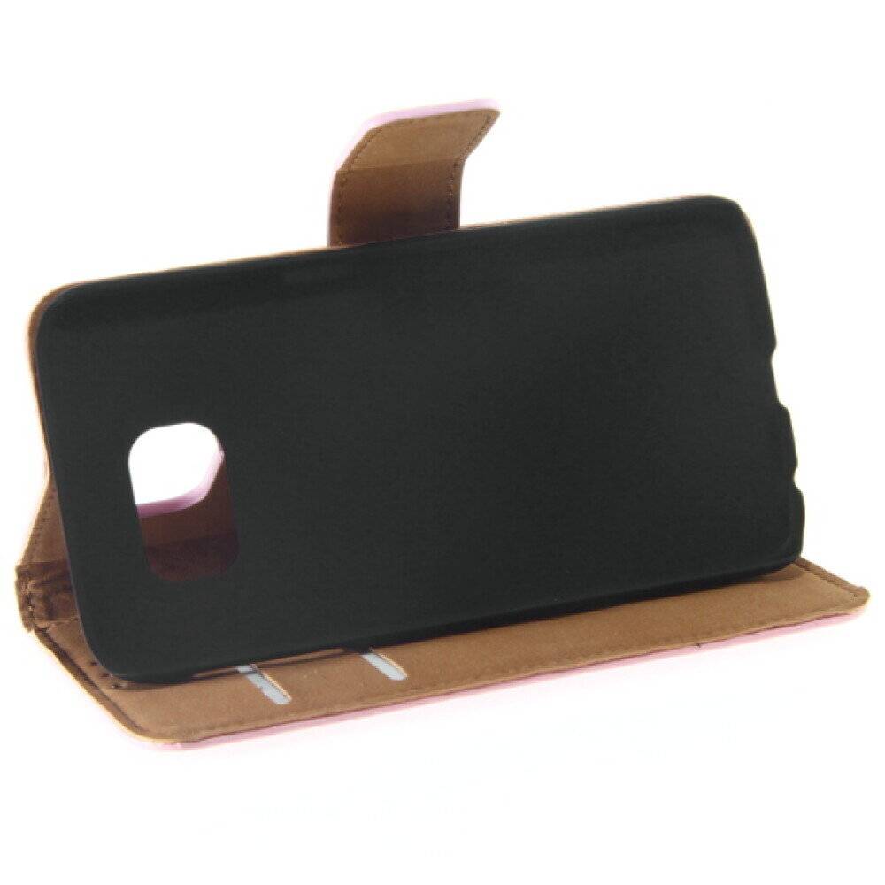 Book Case Handyhülle für Samsung Galaxy S6 Pink Leder 4250710561285