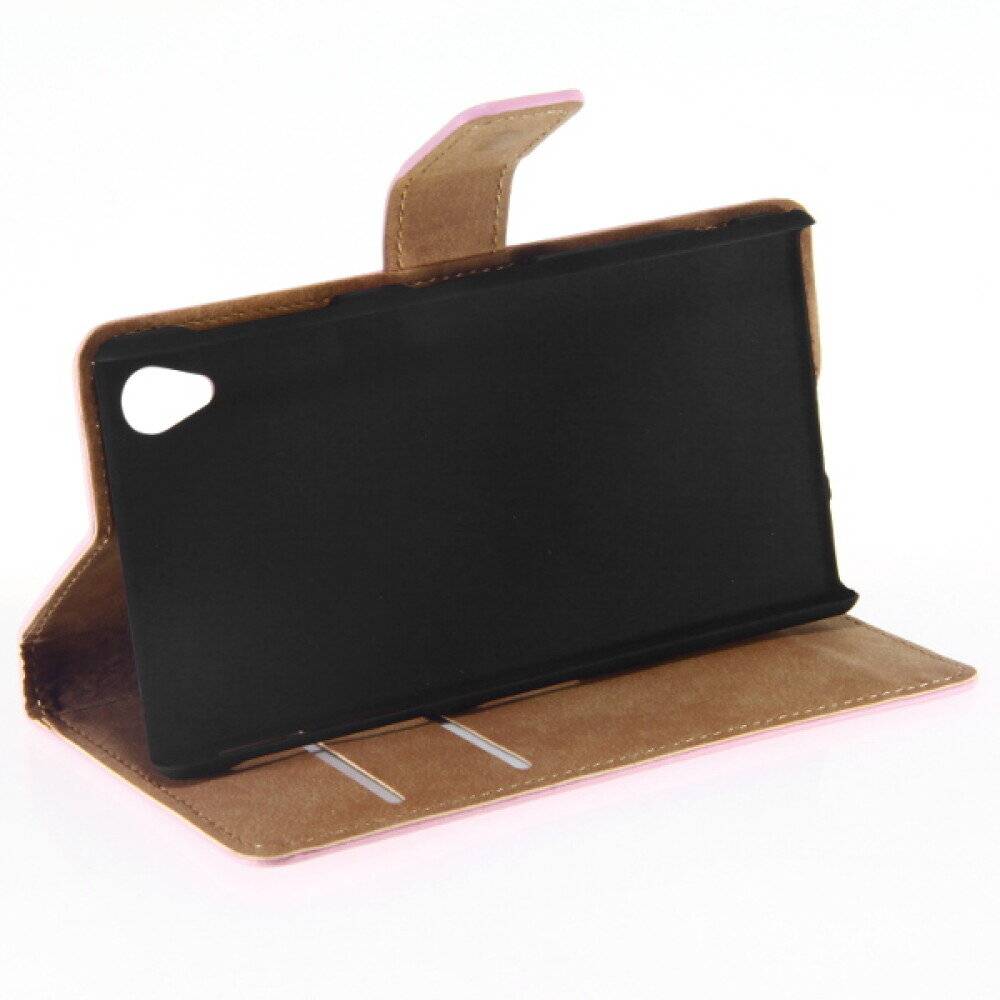 Leder Handyhülle für Sony Xperia Z1 Pink Schutz Case 4250710547272