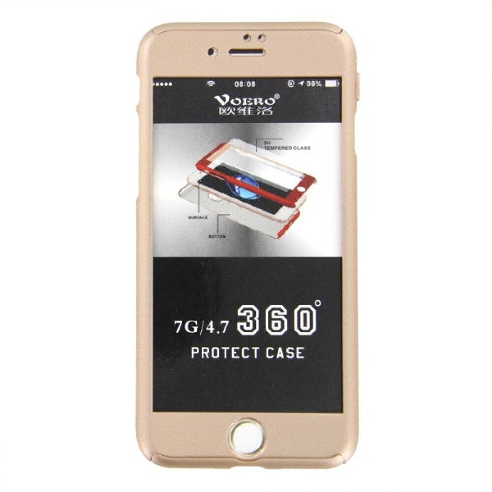 360° Handyhülle für iPhone 7 Gold Schutz Case
