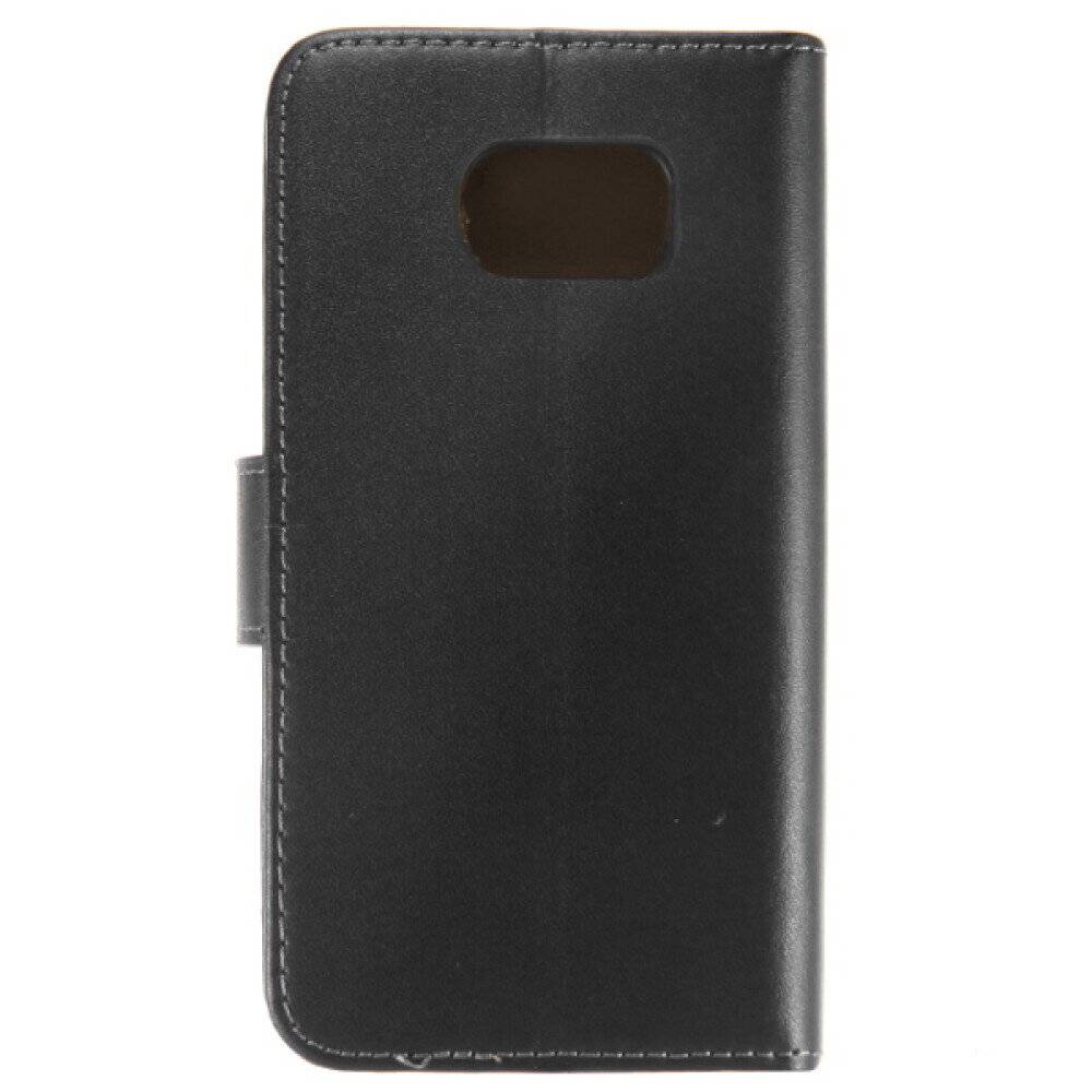 Book Case Handyhülle für Galaxy S6 Edge Schwarz Leder Schutzhülle