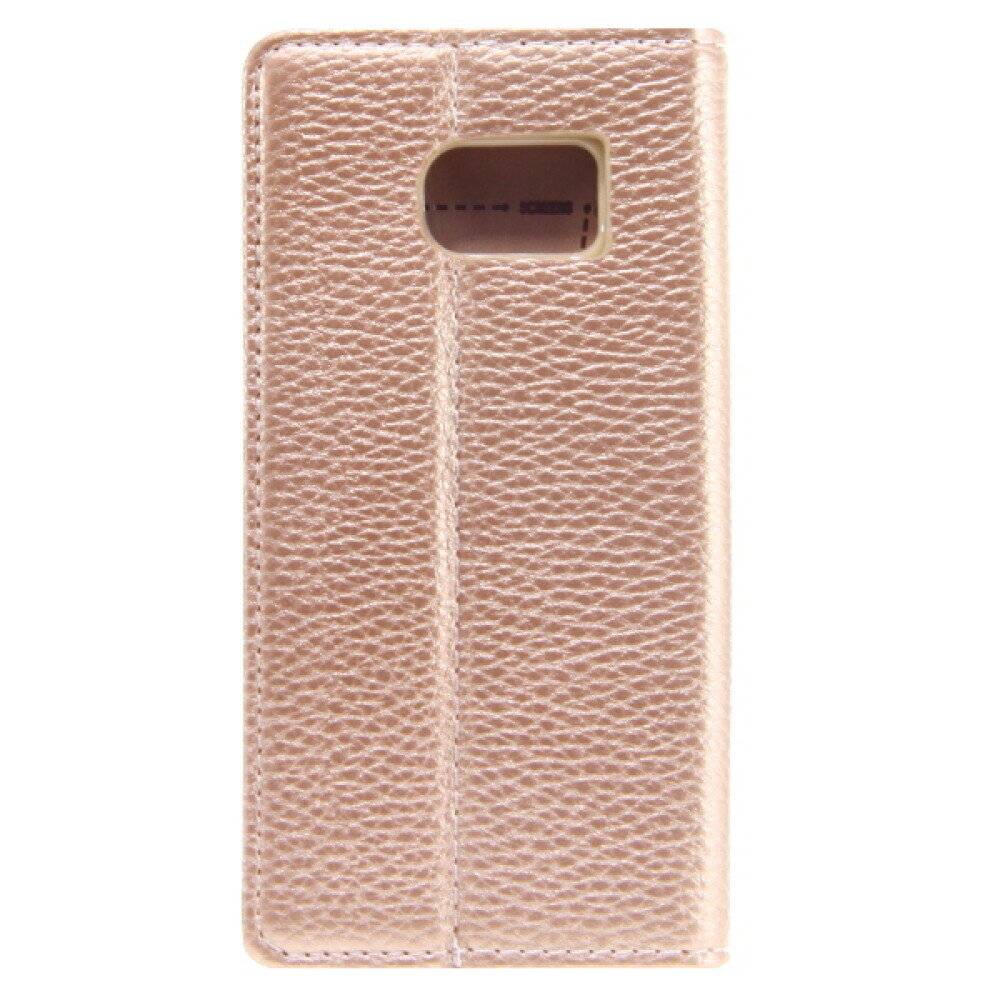 Book Case Handyhülle für Galaxy S6 Edge Gold Schutz Tasche