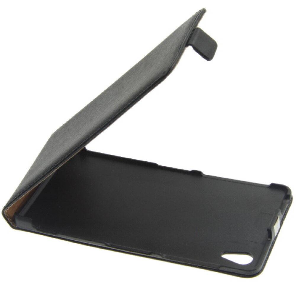 Slim Leder Flip Handyhülle für Sony Z2 Schwarz 4250710552825