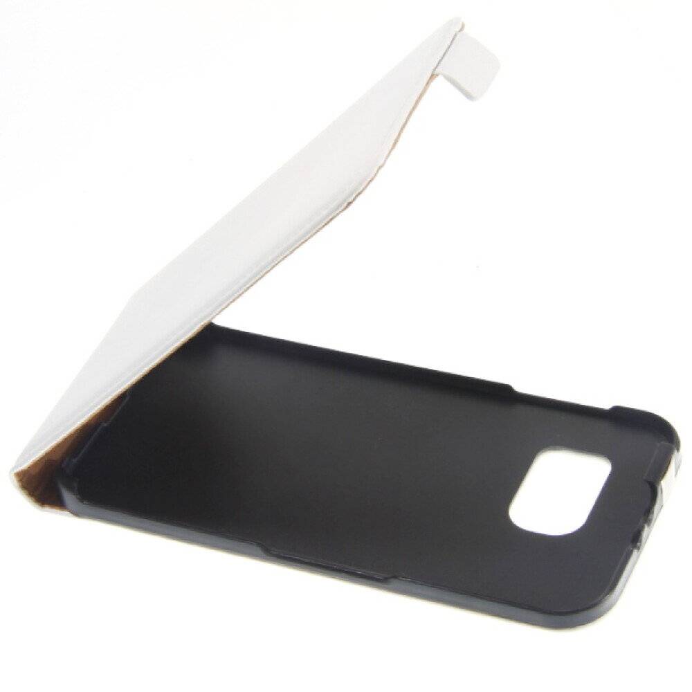 Slim Leder Flip Hülle für Samsung Galaxy S6 Weiß Handyhülle Tasche Schutz Case