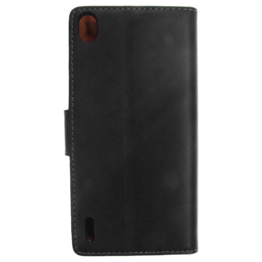 Book Case Handyhülle für Huawei P7 Schwarz Leder 4250710553983