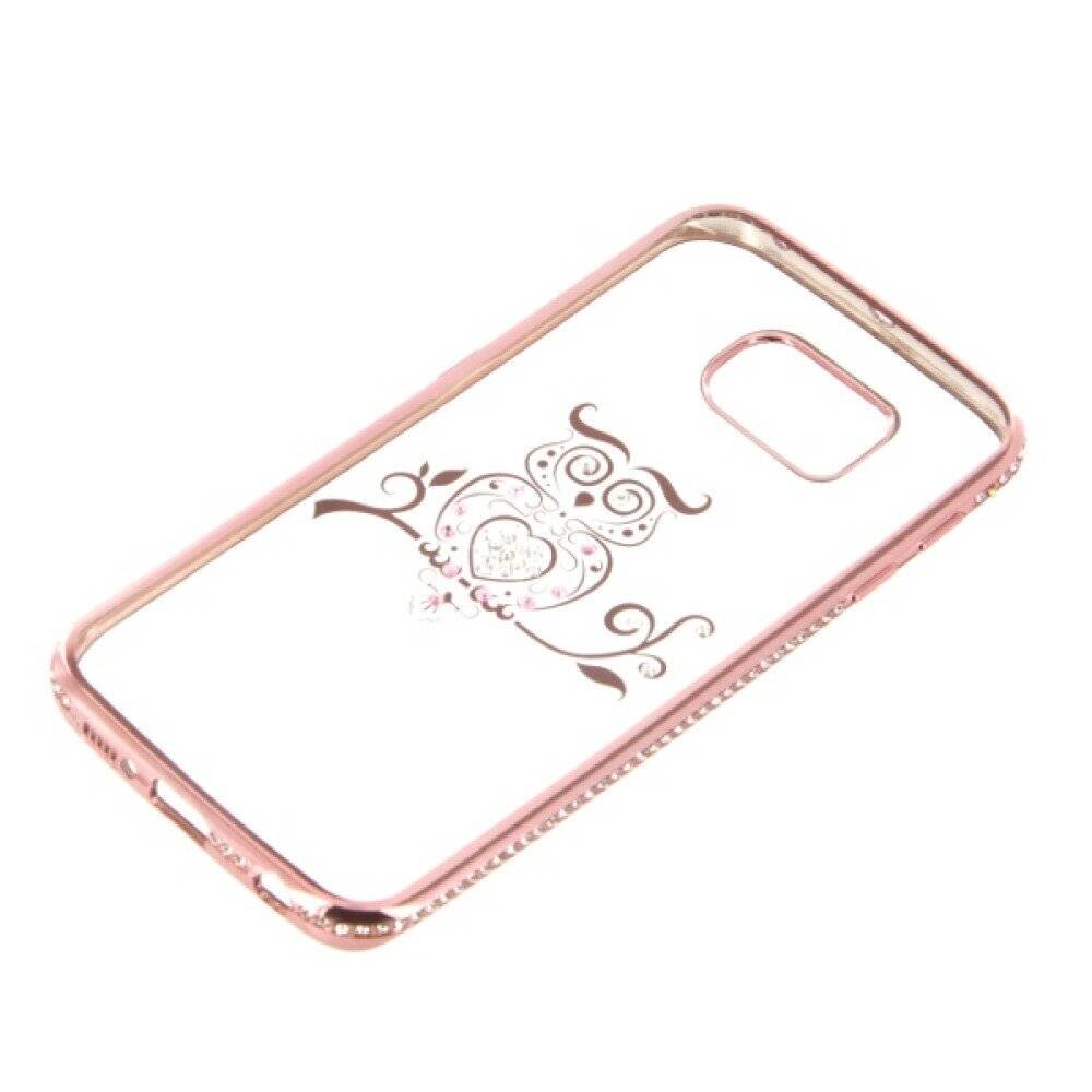 TPU Handyhülle für Samsung S6 Edge Eule rosegold Schutz Tasche