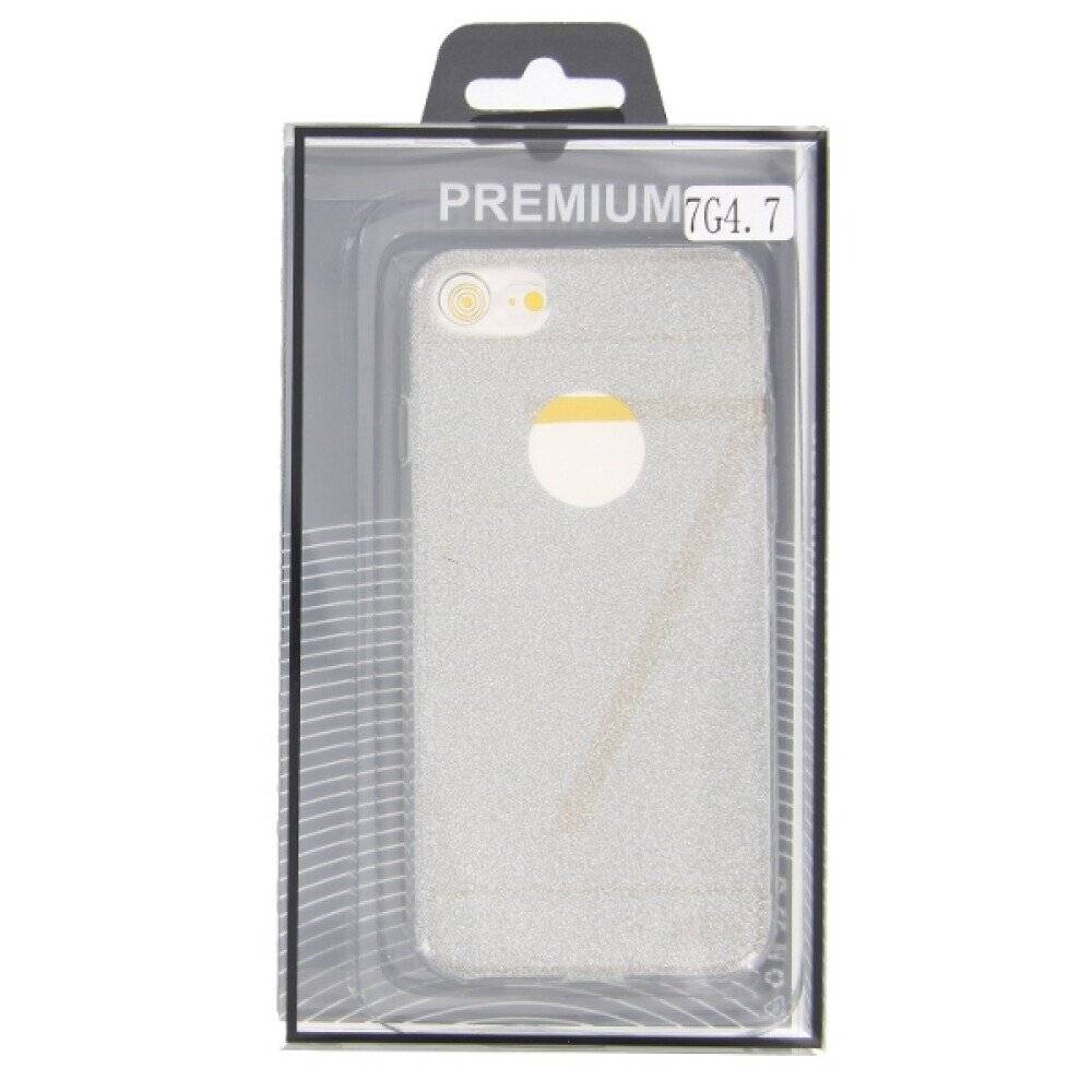 TPU Silikonhülle für iPhone 7 Silber Glitzer