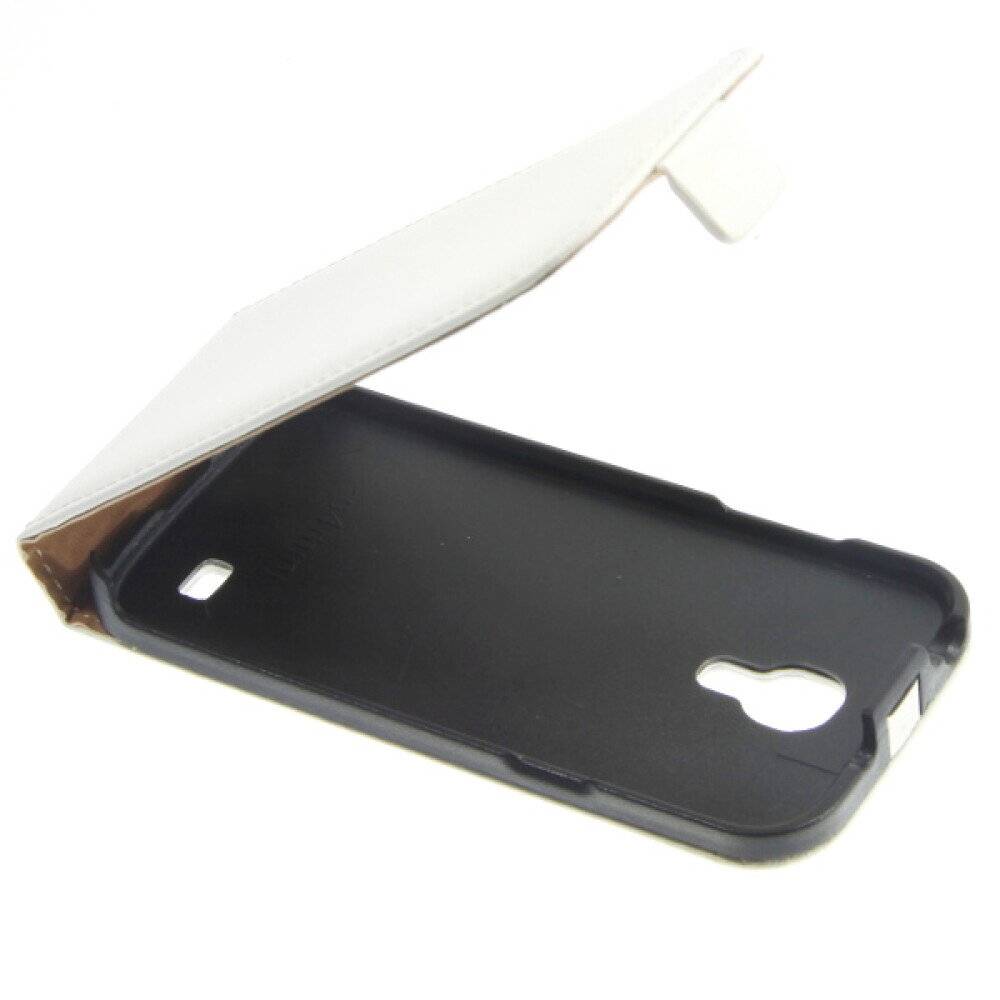 Slim Leder Flip Handyhülle für Samsung Galaxy S4 mini Weiß 4250710507856